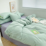 Nordic Ins Style Bedding Sets Solid Color Single Double Queen Size Duvet Cover Flat Sheet Pillowcases Hotel Home Bed Linen