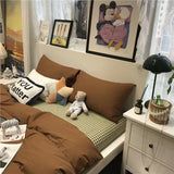 Ins Nordic Bedding Set Solid Color Simple Washable for Student Dormitory Single Double Size Soft Home Textile