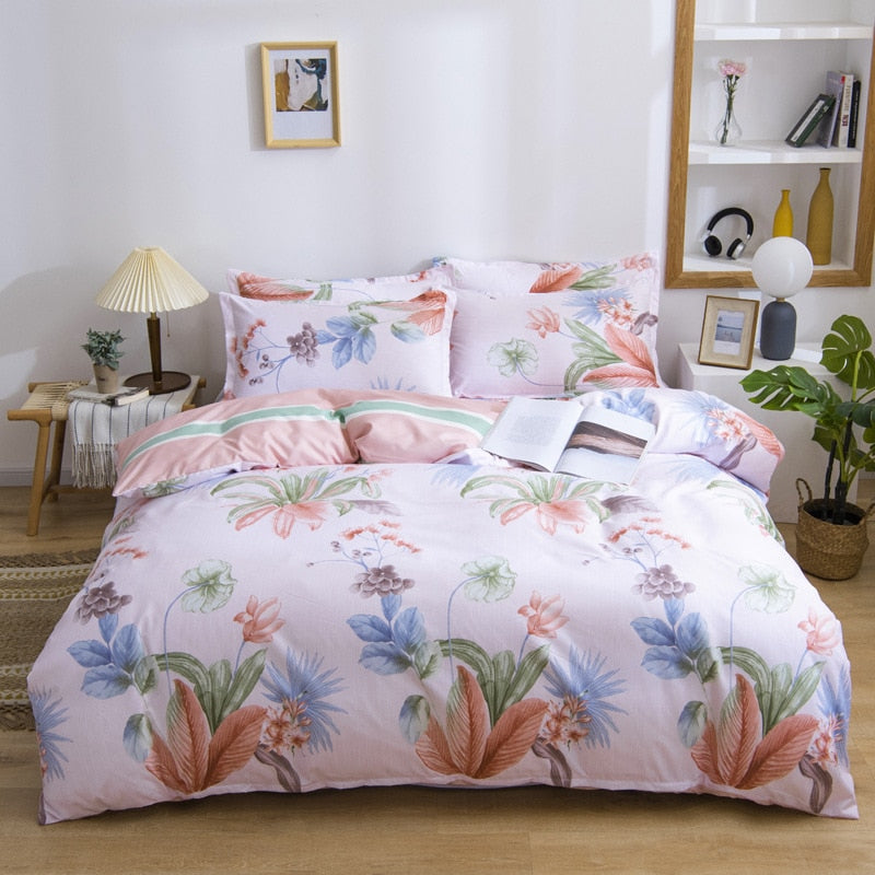 Qfdian Beddings Sets New Cotton Four-piece Set Thickened Brushed Bedding School Dormitory Three-piece Bedding Set Luxury Bed Linen