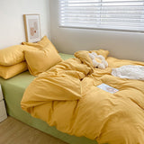 Nordic Ins Style Bedding Sets Solid Color Single Double Queen Size Duvet Cover Flat Sheet Pillowcases Hotel Home Bed Linen