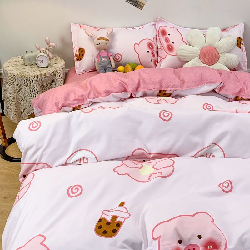 Cute Kids Bedding Set Dinosaur Cartoon Duvet Cover No Filling Flat Sheet Pillowcase Boys Girls Full Queen Size Spring Bed Linen