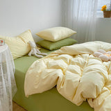 Nordic Ins Style Bedding Sets Solid Color Single Double Queen Size Duvet Cover Flat Sheet Pillowcases Hotel Home Bed Linen