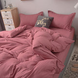 Ins Style Bedding Set Solid Color Flat Sheet Duvet Cover Pillowcase Twin Full Queen Size Bed Linen Fashion Home Textile