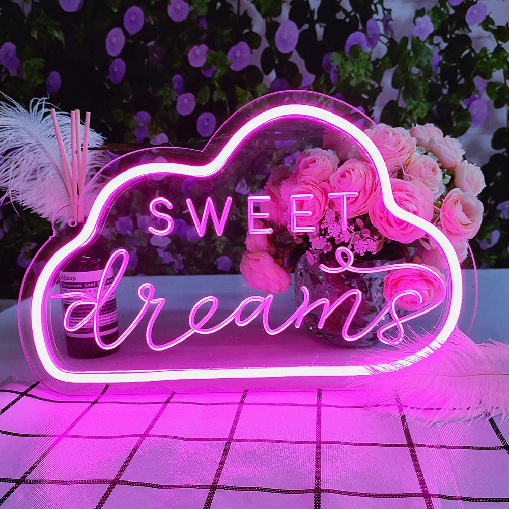 Qfdian home decor hot sale new Dream LED Neon Light Sign Letters Neon Sign Panel Holiday Christmas Party Wedding Decorations Home Wall Decor Neon Lamp Gifts