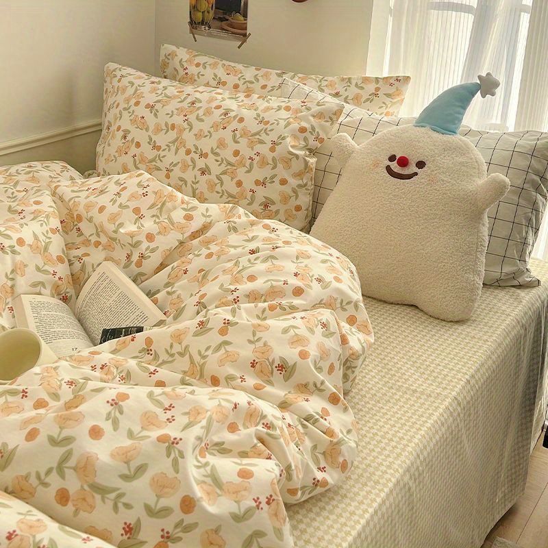 Soft Bedding Set Ins Style Twin Queen Size 2023 New Washable Duvet Cover Pillowcases Sheet for Boys Girls Dormitory Home Textile