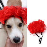 Qfdian Pet Outfits Creative Pet Cosplay Accessories Clown Red Wig Head Wear for Dogs 30-60cm Puppy Cap Party New Year French Bulldog Hat for Cat