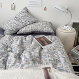 Classic Stripes Bedding Set Soft Pure Cotton Breathable Flat Sheet Duvet Cover Pillowcases Single Queen Size Dormitory Bed Linen