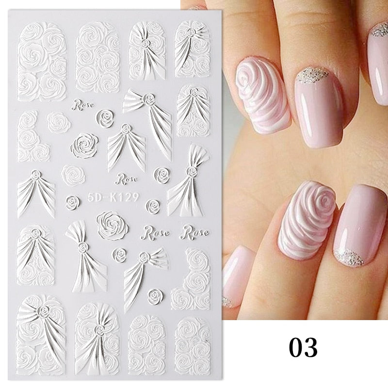 Qfdian christmas decor ideas nightmare before christmas 1PC 5D Nail Stickers Winter Santa Claus Self-Adhesive Slider Nail Art Decorations Christmas Snow Decals Manicure Accessories