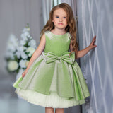 Qfdian Kids Formal Prom Shiny Girls Dresses for Weddings Bow Mesh Christmas Princess Costume Girl Birthday Party Gown 4-10 Year vestido