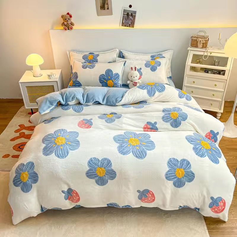 Warm Flannel Duvet Cover Soft Touch Thicken Winter Short Plush Single Double Queen Girl Boy Blanket Quilt Cover Christmas Gift