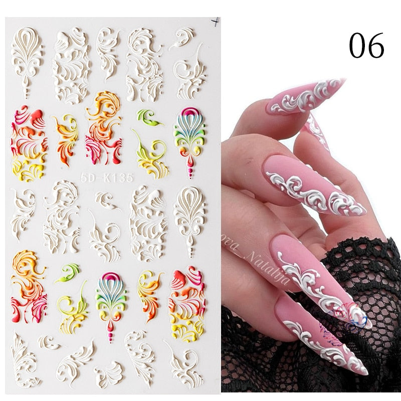 Qfdian christmas decor ideas nightmare before christmas 1PC 5D Nail Stickers Winter Santa Claus Self-Adhesive Slider Nail Art Decorations Christmas Snow Decals Manicure Accessories