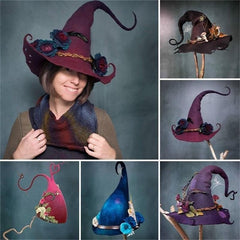 Qfdian halloween decorations halloween costumes halloween gift Halloween Party Felt Witch Hats Fashion Women Masquerade Cosplay Magic Wizard Hat for Party Clothing Props 2022 New