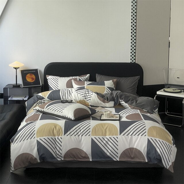 Minimalist Nordic Style Four-piece Bedding 100% All-quilted Dormitory Three-piece Set