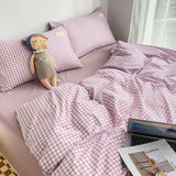 Nordic Plaid Bedding Set Black Grey Soft Bed Linen Single Full Queen Size Duvet Cover Flat Sheet Pillowcases Kit