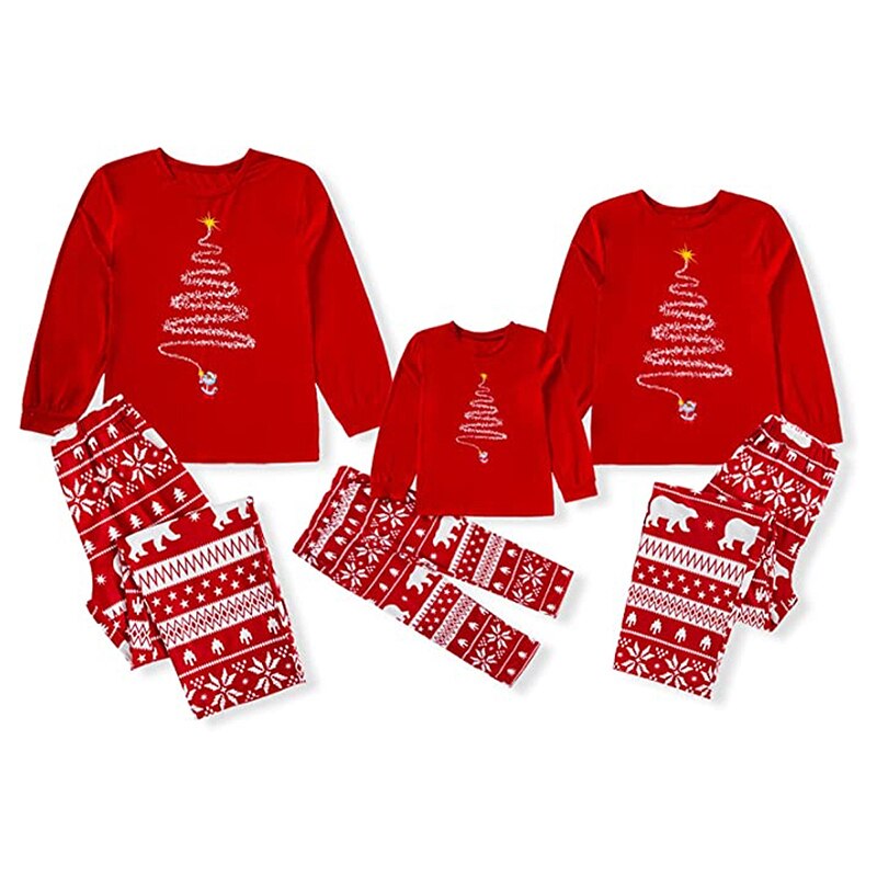 Qfdian halloween costumes christmas costumes Couple Family Christmas Pajamas 2022 New Year Costume For Children Mother Kids Clothes Matching Outfits Christmas Pajamas Set