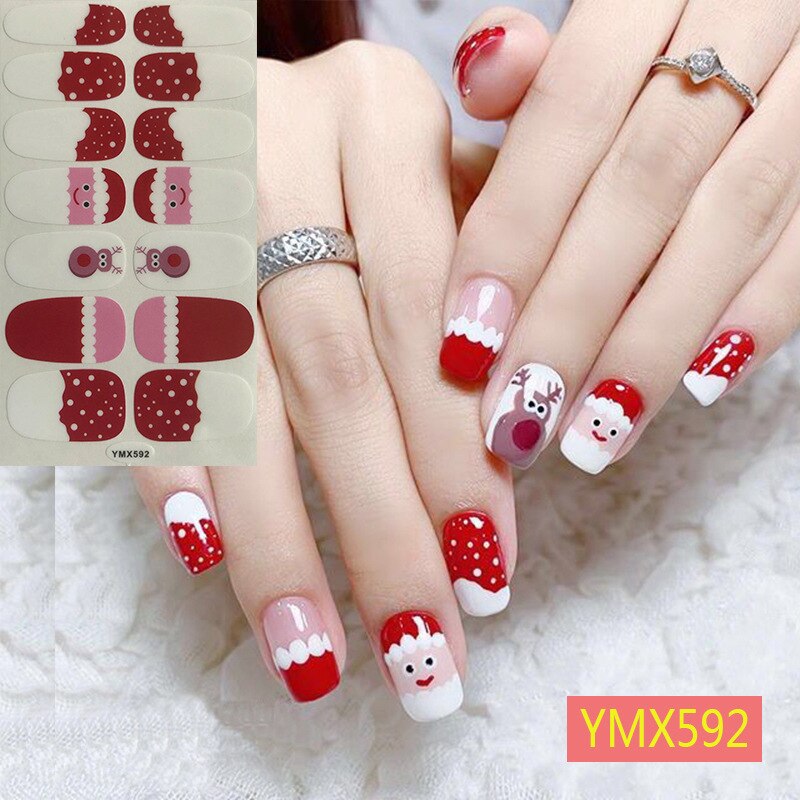 Qfdian christmas decor ideas nightmare before christmas 14tips Christmas Style Nail Art Sticker Snowflake Elk Decoration Waterproof Full Cover Wraps Decal DIY Manicure Sticker