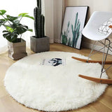 Plush Round Rug White Children Carpets for Living Room Home Decor Soft Kid Bedroom FloorPlay Mat Baby Room Fluffy Cute Rug