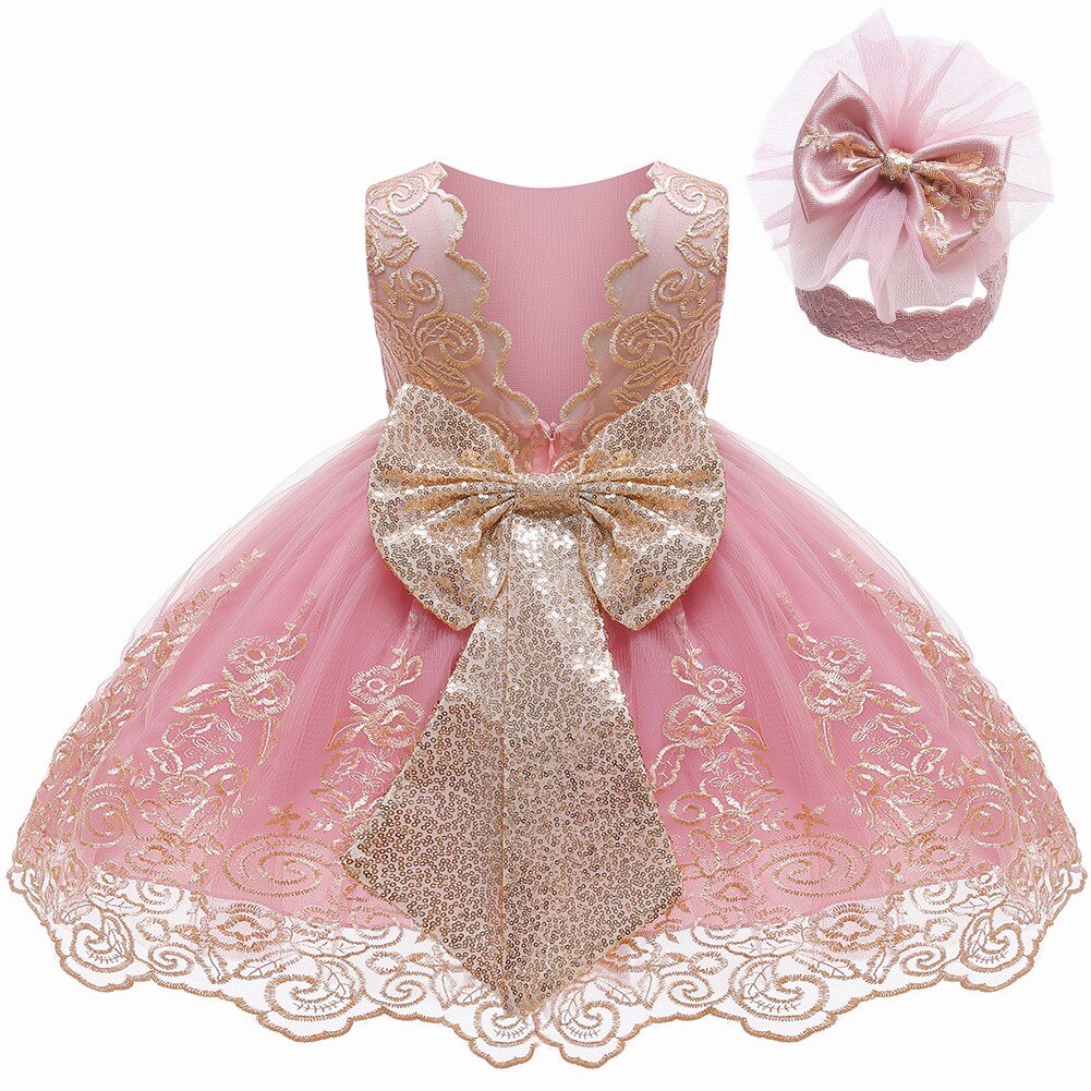 Qfdian halloween decorations halloween costumes halloween gifthalloween costumes christmas costumes  Wedding Princess Dress For Girls Kid Vestidos Birthday One Year Dress Party Baptism Bow Clothes For Newborn Christmas Costume