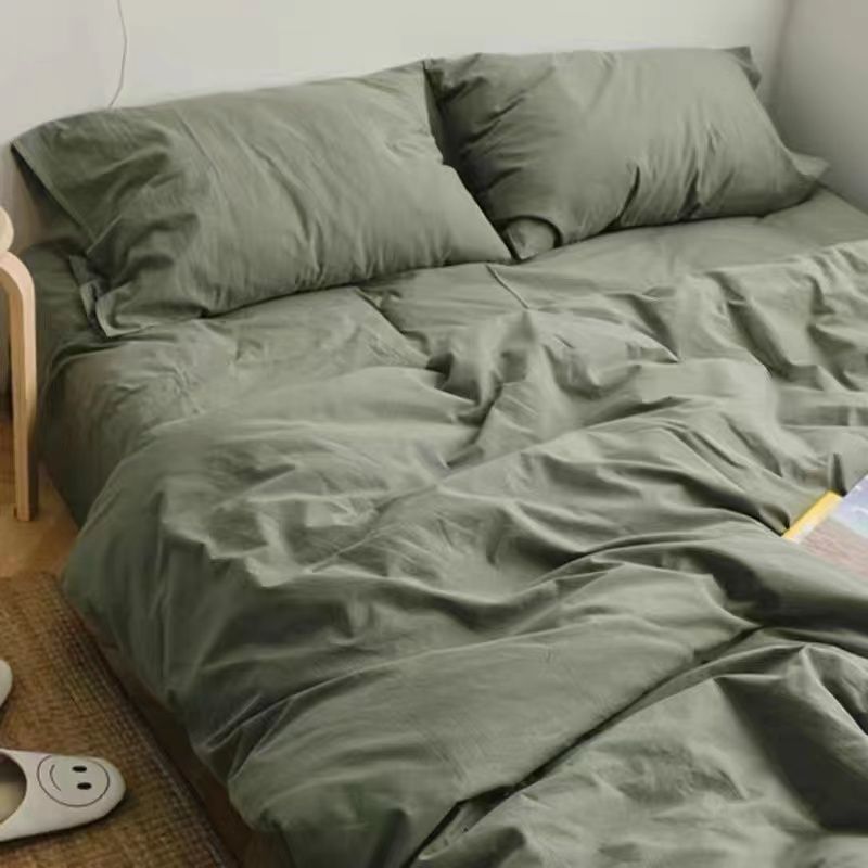 Solid Bedding Set Nordic Style Flat Sheet Duvet Cover Pillowcase Ins Single Double Full Size Bed Linen Boys Girls Home Textile