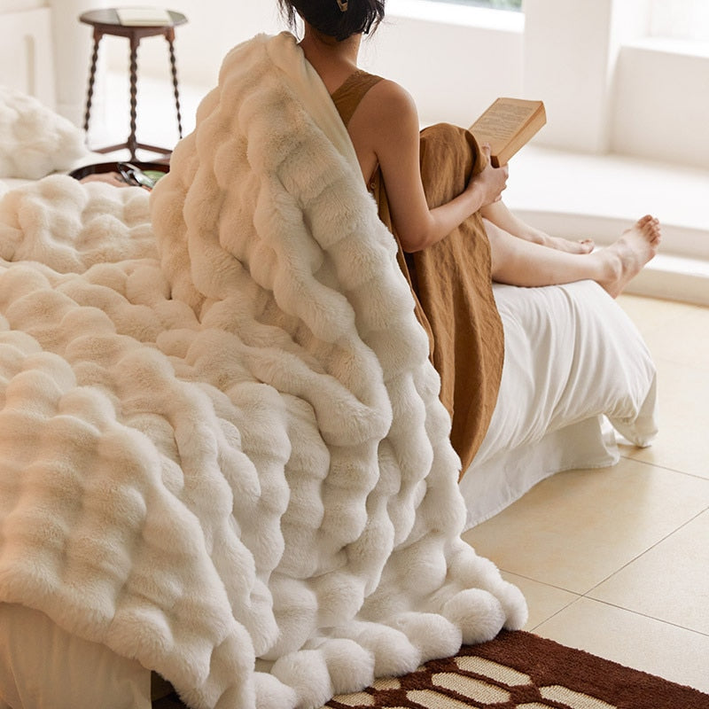 Tuscan Imitation Fur Winter Warm Blanket Luxury Warmth High-end Blankets for Beds High-grade Comfortable Sofa Blanket for Throw