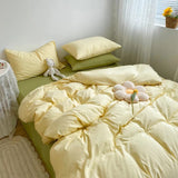 Nordic Ins Style Bedding Sets Solid Color Single Double Queen Size Duvet Cover Flat Sheet Pillowcases Hotel Home Bed Linen