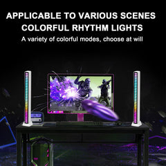 Qfdian RGB Voice-Activated Rhythm Light Sound Reactive Led Bar Rechargeable Colorful Office Rhythm Music LED Light Ambient Strip Decor