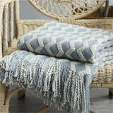 Qfdian Knitted Blanket Boho Style Blanket With Tassels Nordic Decorative Blankets for Sofa Bed Covers Stitch Throw Plaids Bedspread