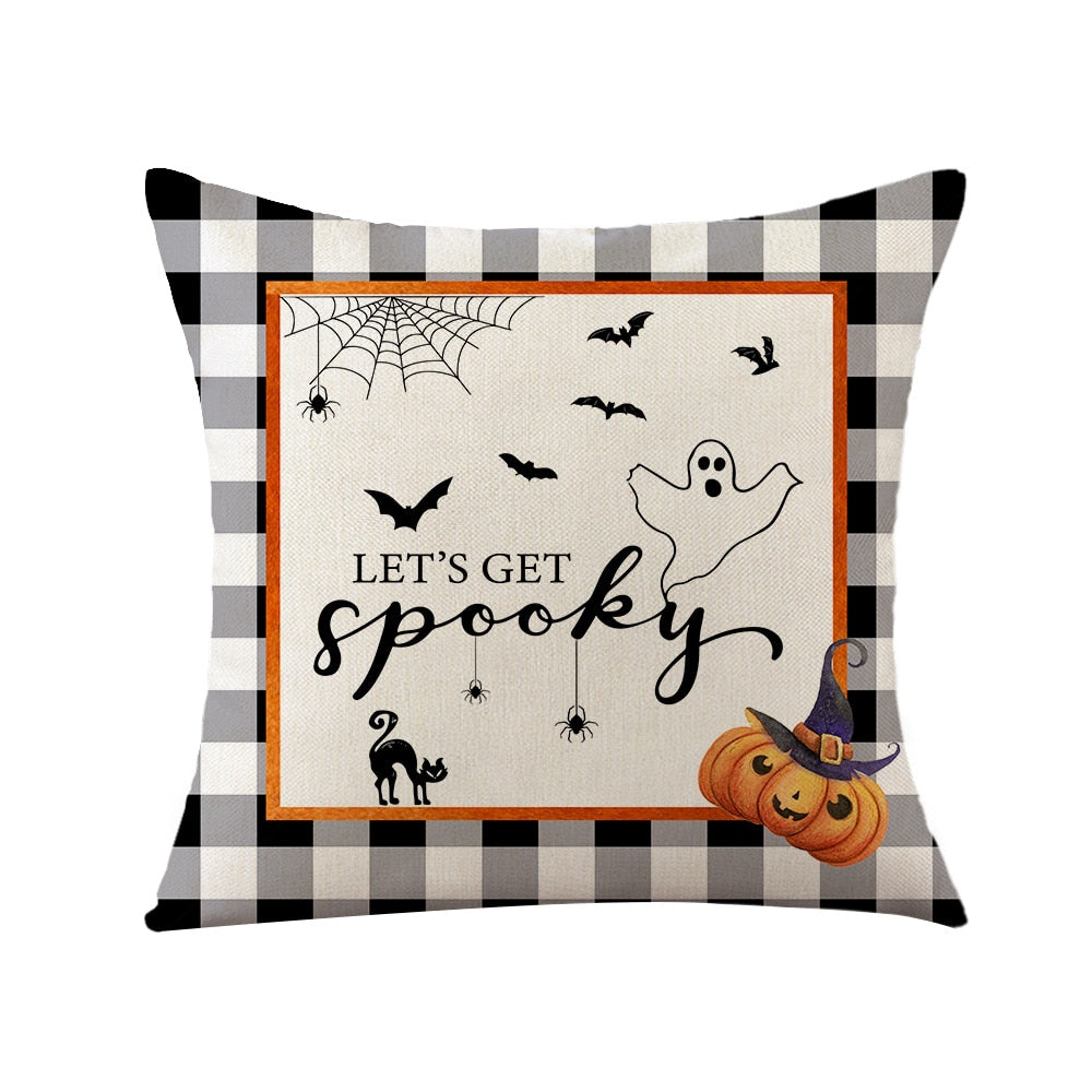 Qfdian halloween decorations Halloween Decoration Pillow Cover Decorative Halloween Square Pillowcase Soft Solid Cushion Case for Sofa Bedroom Car Home Decor