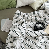 Classic Stripes Bedding Set Soft Pure Cotton Breathable Flat Sheet Duvet Cover Pillowcases Single Queen Size Dormitory Bed Linen