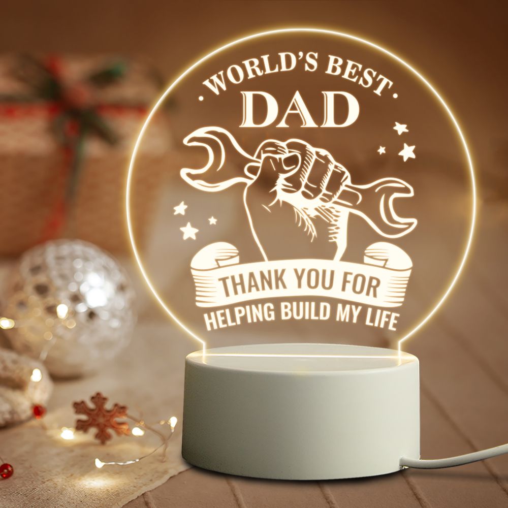 Qfdian father's day gifts Birthday Thanksgiving Gifts for Dad from Daughter Son Personalized Acrylic 3D LED Night Light Bedroom Decoration