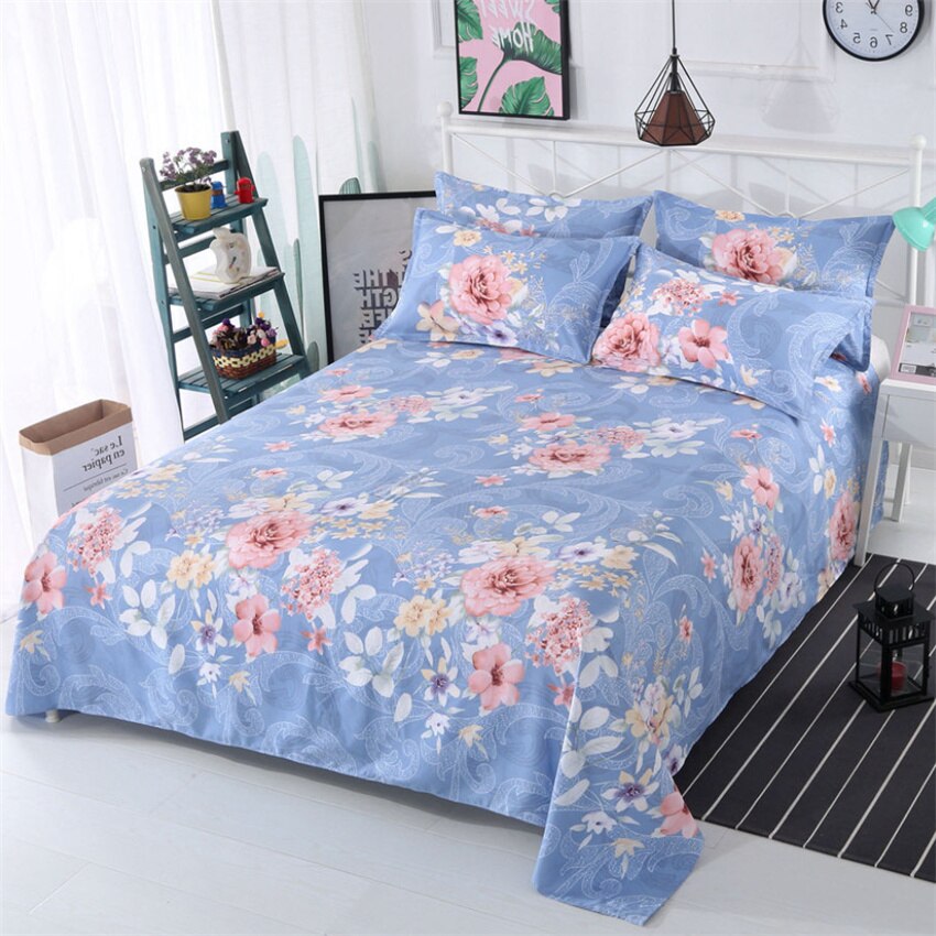 3 Pieces Bed Sheet Set 1pc Flat Sheets and 2pcs Pillowcase Washed Cotton Beds Linens Soft Comfort Bed Cover Double Queen Size