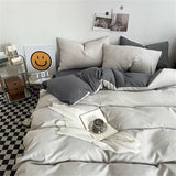 Black Bedding Set for Boys Girls Bedroom Washed Cotton Duvet Cover Pillowcase Bedspread Simple Fashion Bed Sheet Set Bed Linens