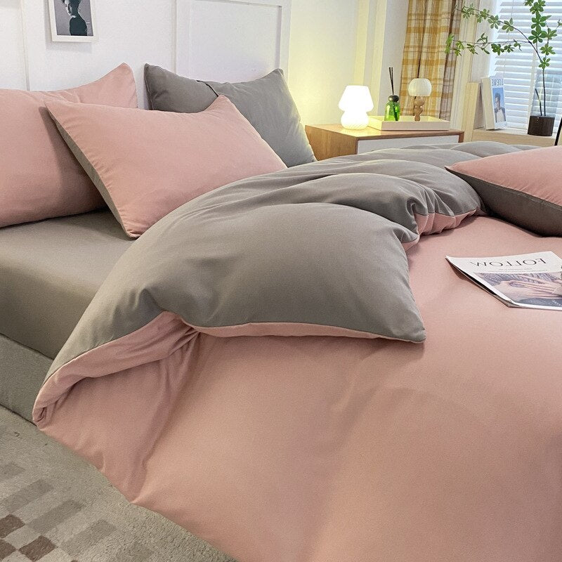 Ins Nordic Style Bedding Set Flat Sheet Duvet Cover Pillowcase Single Double Queen Size Bed Linen Boys Girls Soft Home Textile