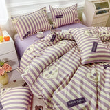 Stripes Bedding Set Nordic Ins Style Flat Sheet Duvet Cover Pillowcase Single Double Full Size Bed Linen Fashion Home Textile