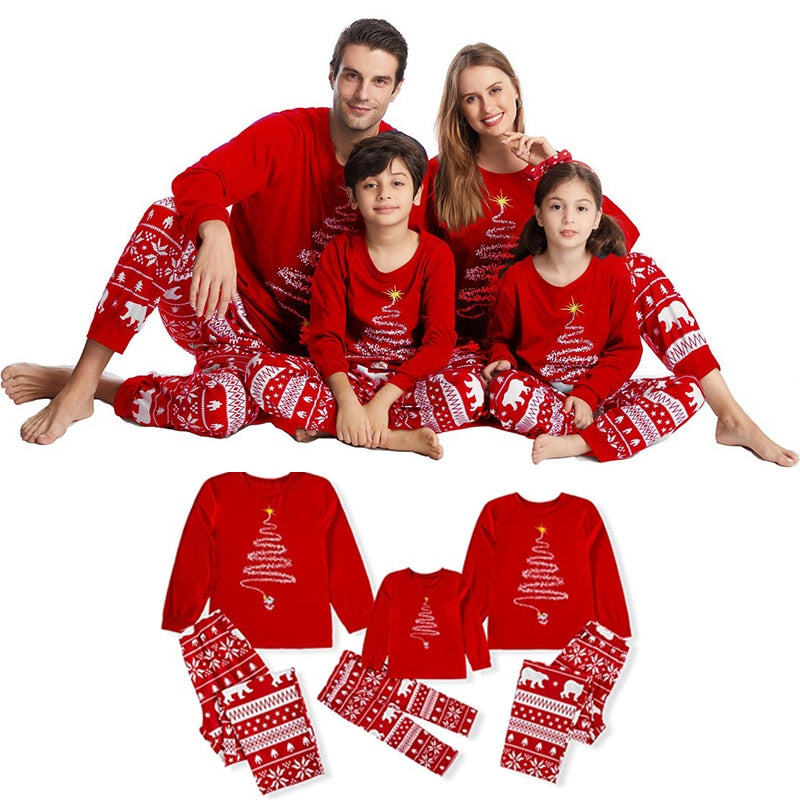 Qfdian halloween costumes christmas costumes Couple Family Christmas Pajamas 2022 New Year Costume For Children Mother Kids Clothes Matching Outfits Christmas Pajamas Set