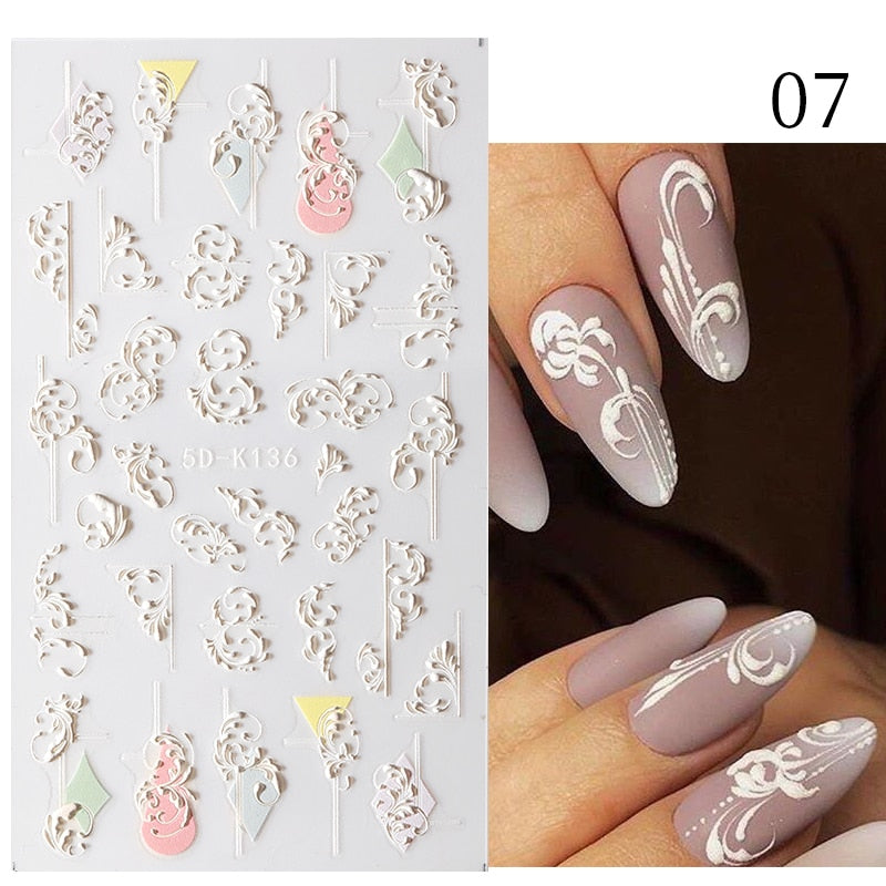 Qfdian christmas decor ideas nightmare before christmas 1PC 5D Nail Stickers Winter Santa Claus Self-Adhesive Slider Nail Art Decorations Christmas Snow Decals Manicure Accessories