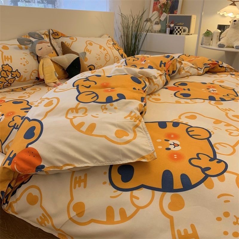 Cute Cartoon Bedding Set Spring Summer New Duvet Cover Flat Sheet Pillowcase Boys Girls Gift Twin Single Queen Size Bed Linens