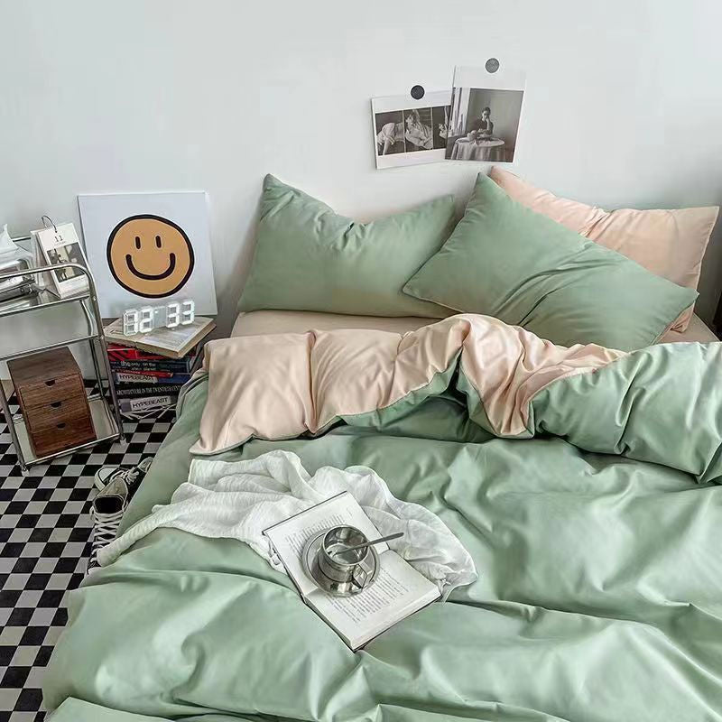 Ins Nordic Bedding Set Solid Color Simple Washable for Student Dormitory Single Double Size Soft Home Textile