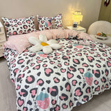 Bedding Set Cute Dinosaur Kids Adult Flat Sheet Duvet Cover Pillowcase Single Double Full Size Bed Linen Bear Panda Home Textile