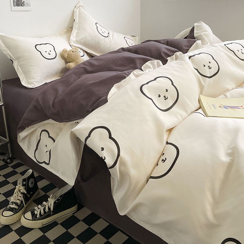 Cute Cartoon Bedding Set Spring Summer New Duvet Cover Flat Sheet Pillowcase Boys Girls Gift Twin Single Queen Size Bed Linens