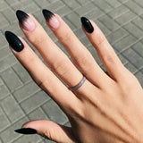 Qfdian 24pcs Almond False Press On Nails Matte Black Color Leopard Finished Wearable Full Cover Beauty Fashion Nails Products