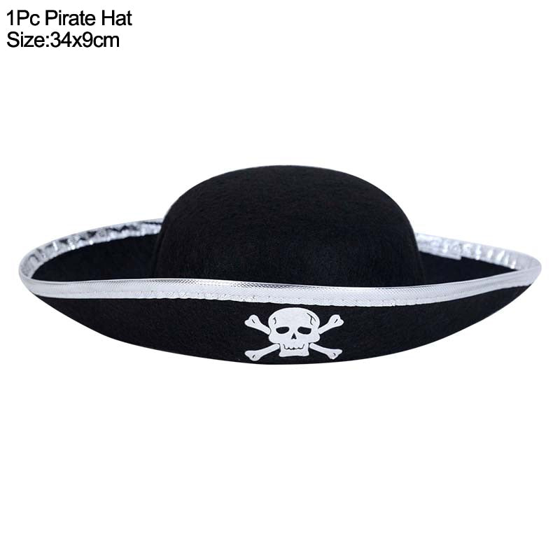 Qfdian halloween decorations halloween costumes halloween gift Halloween Pirate Hat Cap Decoration Kids Adult Halloween Masquerade Captain Cosplay Costume Props Pirate Theme Birthday Party