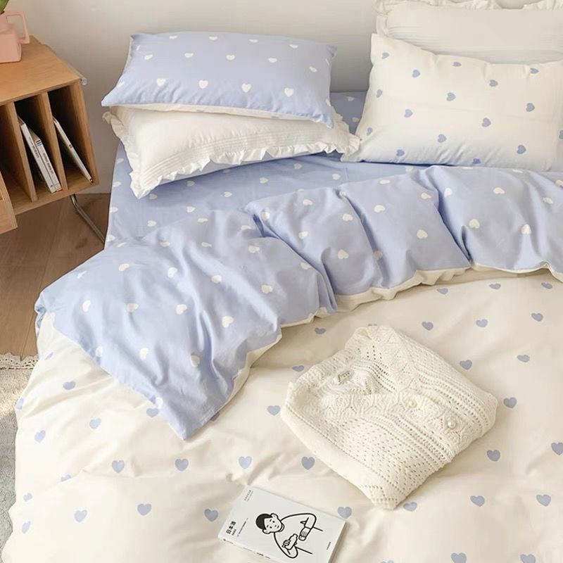 Ins Style Bedding Set Nordic Single Double Flat Sheet Duvet Cover Pillowcase Soft Microfiber Full Queen Size Bed Linen