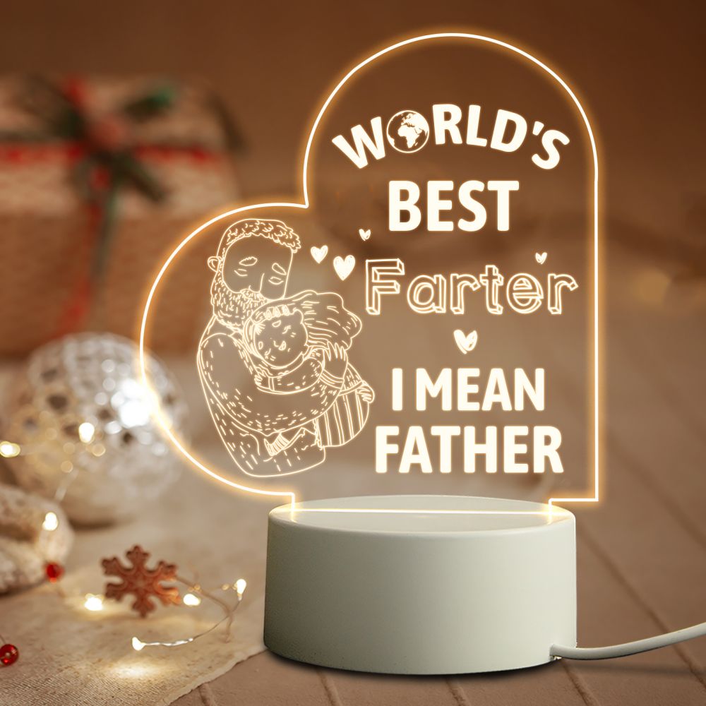 Qfdian father's day gifts Birthday Thanksgiving Gifts for Dad from Daughter Son Personalized Acrylic 3D LED Night Light Bedroom Decoration