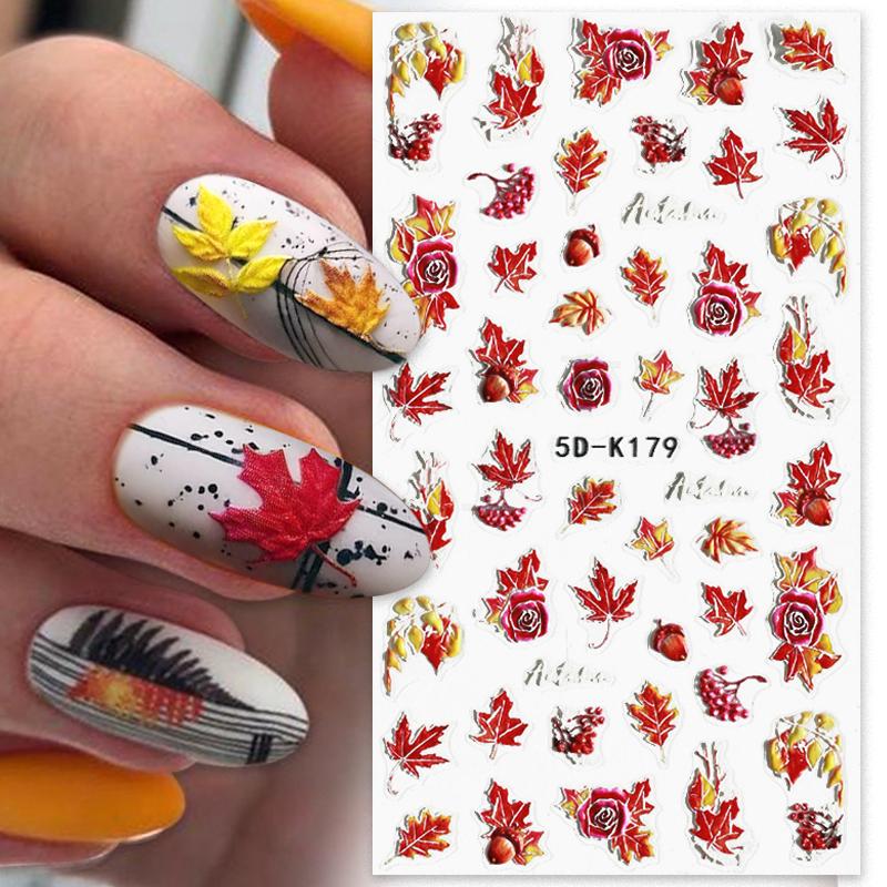 Qfdian christmas decor ideas nightmare before christmas 1PC 5D Nail Stickers Winter Santa Claus Self-Adhesive Slider Nail Art Decorations Christmas Snow Decals Manicure Accessories