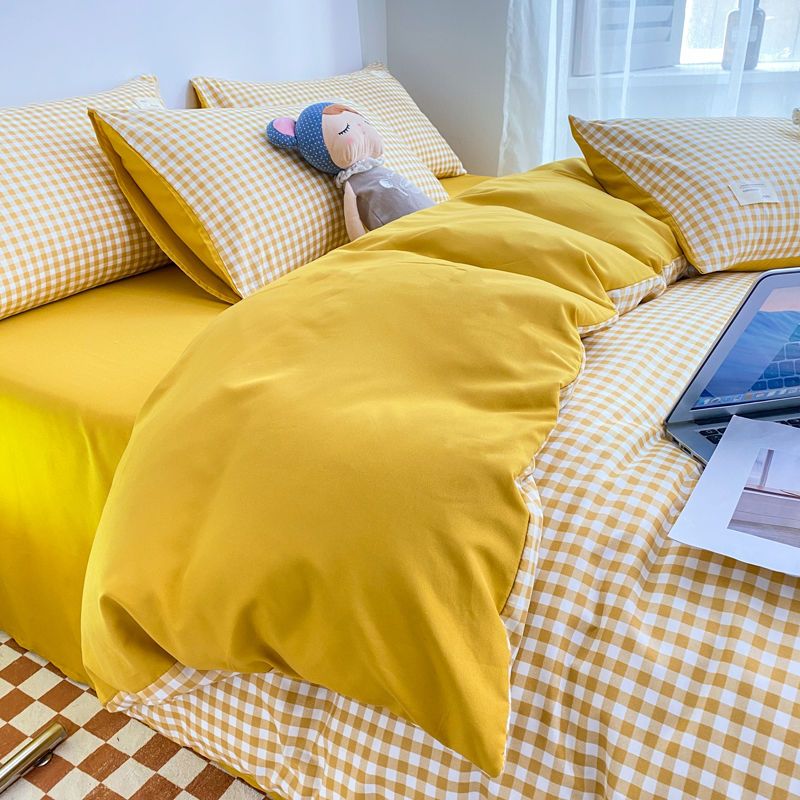Nordic Plaid Bedding Set Black Grey Soft Bed Linen Single Full Queen Size Duvet Cover Flat Sheet Pillowcases Kit