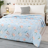 Flowers Single Double Summer Quilt Comfortable Air-Permeable Summer Blanket Machine Washable Quilted Comforter for Bed Quilts