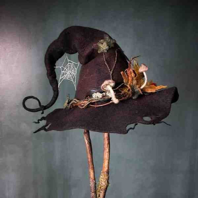Qfdian halloween decorations halloween costumes halloween gift Halloween Party Felt Witch Hats Fashion Women Masquerade Cosplay Magic Wizard Hat for Party Clothing Props 2022 New