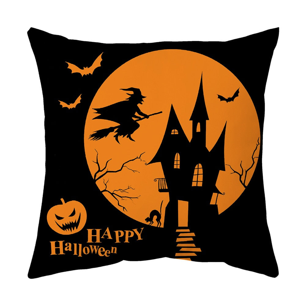 Qfdian halloween decorations Halloween Decoration Pillow Cover Decorative Halloween Square Pillowcase Soft Solid Cushion Case for Sofa Bedroom Car Home Decor