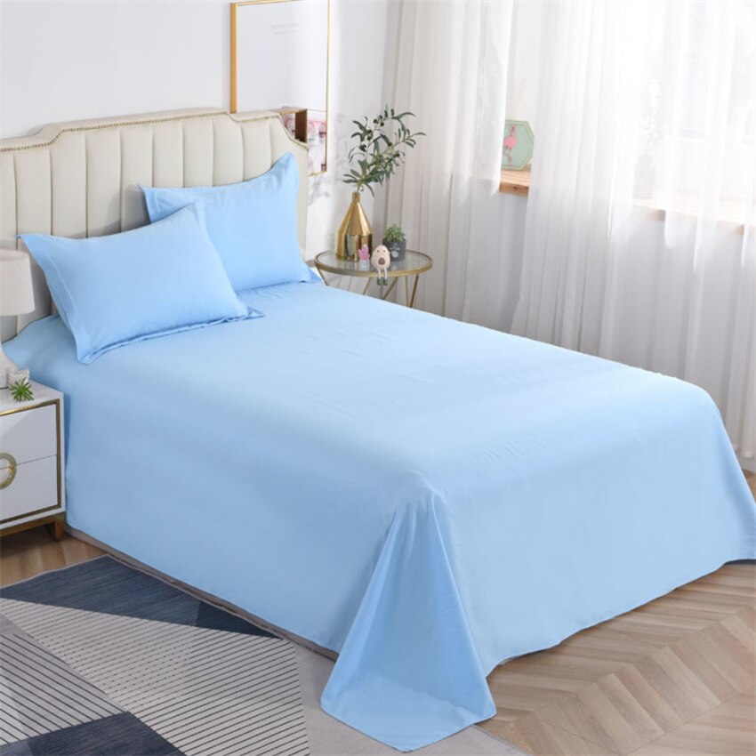 1pc Cotton Flat Sheet 19Solid Color Luxury Bed Sheets Soft Comfortable Bedsheet Single Queen King Size Bed Linens High Quality